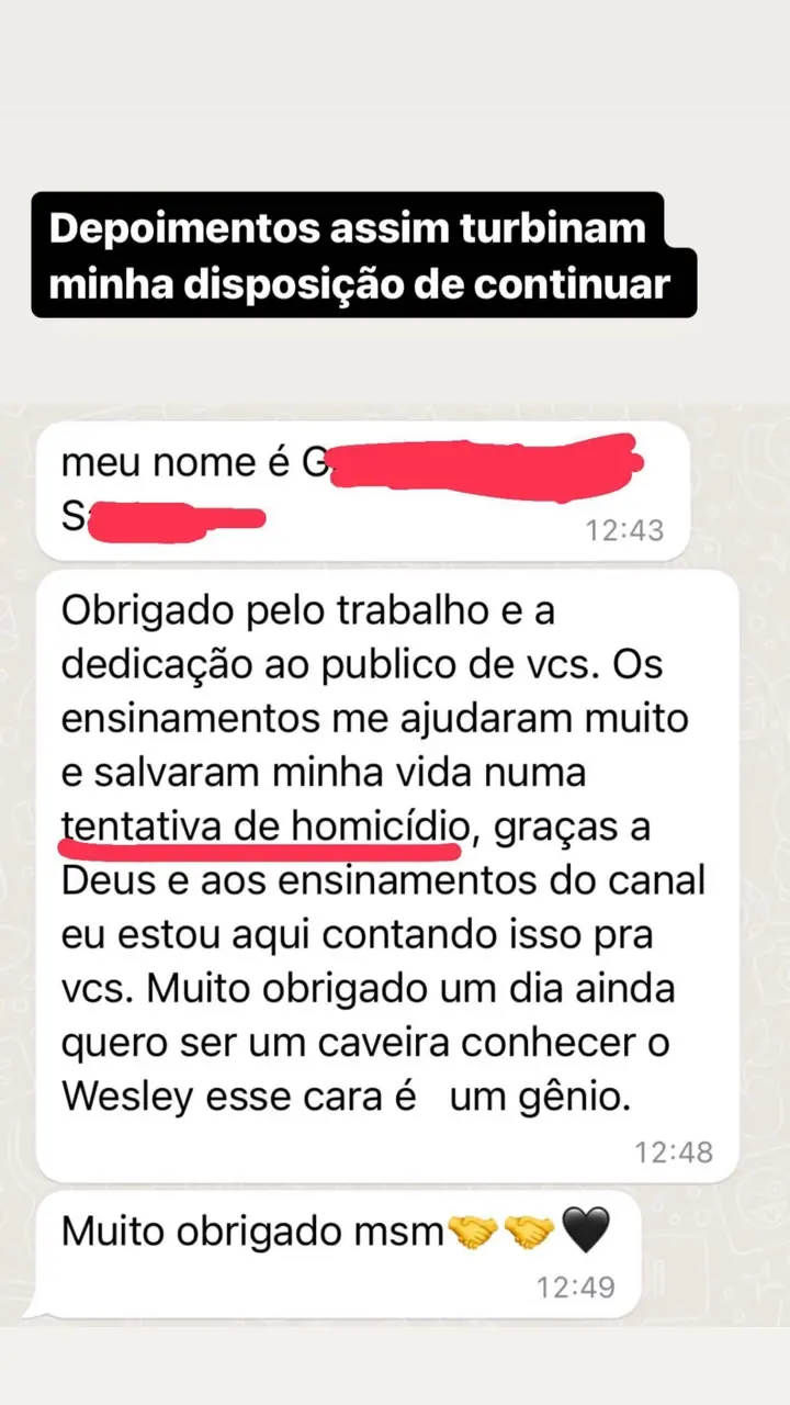Depoimento de aluno