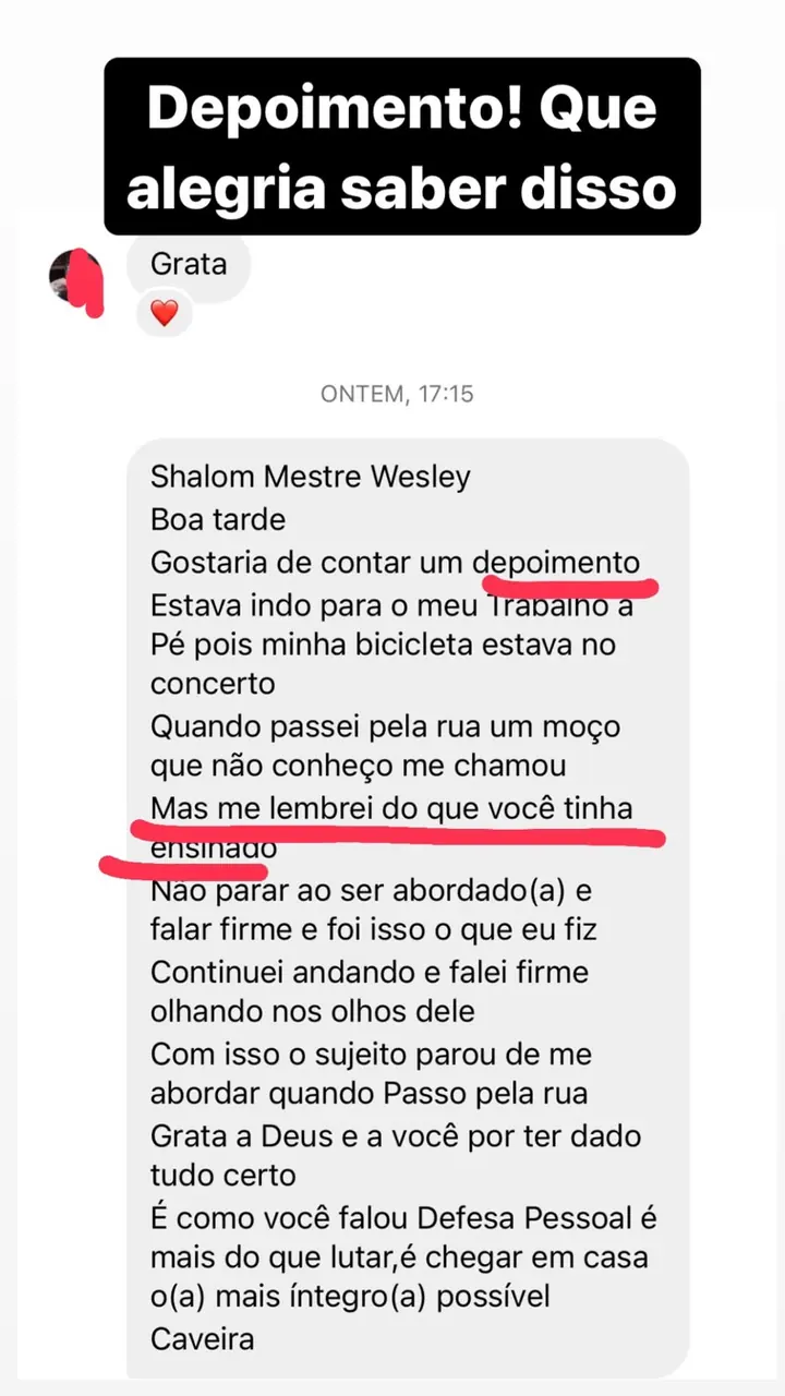 Depoimento de aluno